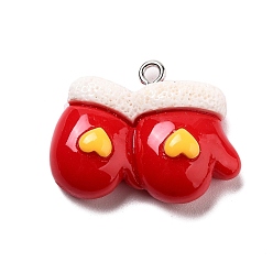 Другие Подвески из смолы на рождественскую тематику, с железной платиной петлей, перчаточники, 21x27x9 мм, отверстие : 2 мм