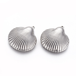 Нержавеющая Сталь Цвет Не тускнеющие 304 подвески из нержавеющей стали, оболочка, цвет нержавеющей стали, 27x24.5~24.7x6.6~6.7 мм, отверстие : 1.6 мм