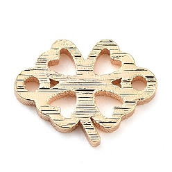 Настоящее золото 18K Подвески-клеверы из латуни с лазерной резкой, без кадмия, без никеля и без свинца, текстурированные ссылки, реальный 18 k позолоченный, 7.5x9.5x1 мм, отверстие : 0.9 мм