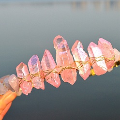 Розовый Кварц Натуральные гальванизированные хрустальные ободки для волос, с кусочками розового кварца, корона для волос, для женщин девушек, 270x180x30 мм