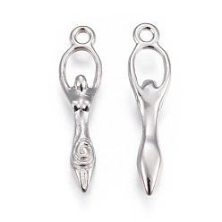 Платина Сплавочные подвески тибетского стиля, без свинца, без кадмии и без никеля, богиня, платина, 28x7x3 мм, отверстие : 2 мм