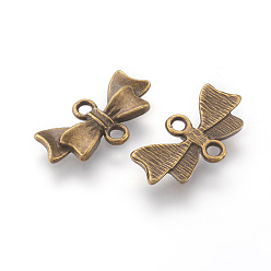 Antique Bronze Tibetan Style Links connectors, Bowknot, Antique Bronze, Lead Free and Cadmium Free, 20x10x3mm, Hole: 2mm, about 1230pcs/1000g