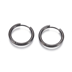 Electrophoresis Black 304 Stainless Steel Huggie Hoop Earrings, Hypoallergenic Earrings, with 316 Surgical Stainless Steel Pin, Electrophoresis Black, 10 Gauge, 21x2.5mm, Pin: 1mm, Inner Diameter: 16mm