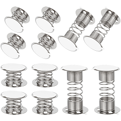 Platinum 24Pcs 2 Styles Iron Toy Spring Base, with Adhesive Tape, for DIY Bobble Head Doll Spring Base, Platinum, 14~43.5x25mm, 12pcs/style