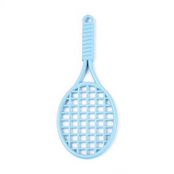 Светло-Голубой Спрей окрашены сплава большие кулоны, ракетки для бадминтона, без кадмия, без никеля и без свинца, Небесно-голубой, 77x30.5x3 мм, отверстие : 3 мм