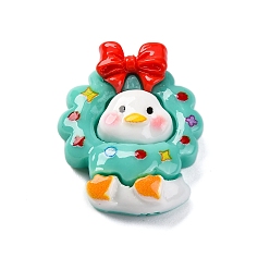 Christmas Wreath Кабошоны из непрозрачной смолы с рождественской уткой, Рождественский венок, 29.5x23.5x8.5 мм