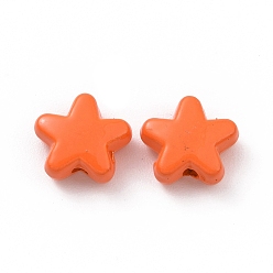 Coral Spray Painted Alloy Beads, Star, Coral, 7x8x3.5mm, Hole: 1~1.2mm