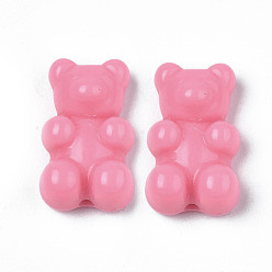 Hot Pink Opaque Acrylic Beads, Bear, Hot Pink, 18x11x7mm, Hole: 1.6mm