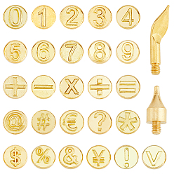 Золотой Наборы латунных наконечников для выжигания по дереву, дровяной инструмент, железный наконечник, для пирографии, число, золотые