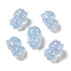 Light Sky Blue UV Plating Rainbow Iridescent Acrylic Beads, Girl with Cat Clothes, Light Sky Blue, 22x15.5x15mm, Hole: 3.5mm