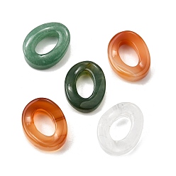 Смешанные камни Природные каменные смешанные подвески, овальные амулеты, 23x18x6.5 мм, отверстие : 7.5x12.5 мм