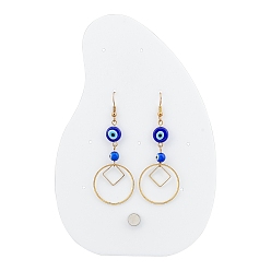 Clear Acrylic Earrings Display Frame, with Iron Holder, Teardrop, Clear, 15x10x0.3cm, Hole: 1.5mm and 4mm