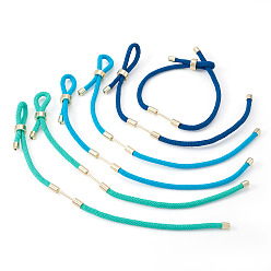 (52) Непрозрачная лаванда 6шт 3 цвета плетеный нейлоновый шнур изготовление браслета, с латунной фурнитурой , золотые, разноцветные, 9-1/2 дюйм (24 см), ссылка: 26x4 mm, 2 шт / цвет