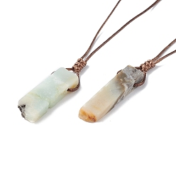 Flower Amazonite Ожерелье с подвеской из натурального амазонита и вощеным шнуром для женщин, 33.86~38.98 дюйм (86~99 см)
