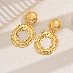 Золотой Винтажные полые овальные латунные серьги-гвоздики во французском стиле, золотые, 82x46 мм