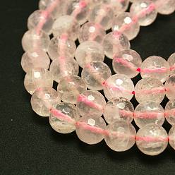 Rose Quartz Natural Rose Quartz Beads Strands, Faceted, Round, Rose Quartz, 8mm, Hole: 1mm, about 48pcs/strand, 15.7 inch