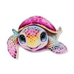 Turtle Акриловые подвески с двусторонним принтом на тему животных, черепаха, 40x28x2 мм, отверстие : 1.5 мм