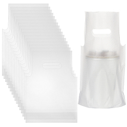 Прозрачный 100шт. полиэтиленовых пакетов для упаковки напитков для доставки, 1- пакеты с пластиковыми ручками для стаканчиков, Подставка для стаканчиков на вынос для упаковки напитков, прямоугольные, прозрачные, 25x18x0.02 см