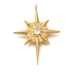 Настоящее золото 18K Латунные микро проложить кубического циркония подвески, без кадмия, без никеля и без свинца, звезды прелести, реальный 18 k позолоченный, 31.5x24x4.5 мм, отверстие : 1.8 мм