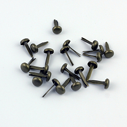 Antique Bronze Iron Fasteners Brads, for Scrapbooking, Photo Album, Embellishment Wedding Supplies, Children Puppy Dolls Decoration, Paper Cards DIY, Flat Round, Antique Bronze, 0.6x0.3cm