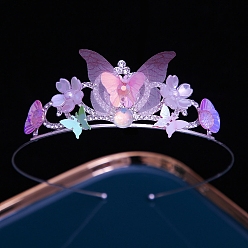 Фиолетовый Сплав горный хрусталь ленты для волос, аксессуары для волос для женщин и девочек, корона, фиолетовые, 130 мм