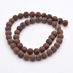 Mahogany Obsidian Natural Mahogany Obsidian Beads Strands, Frosted, Round, 4mm, Hole: 1mm, about 88pcs/strand, 15.3 inch
