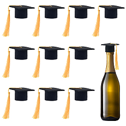 Желтый 12 шт. миниатюрные фетровые выпускные шапочки с кисточками, Топпер для бутылки для выпускного вечера, украшение для стола, желтые, 54x54x32 мм