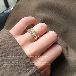 Золотой Регулируемые латунные манжеты с микропаве из прозрачного кубического циркония для женщин, золотые, внутренний диаметр: 15~20 мм