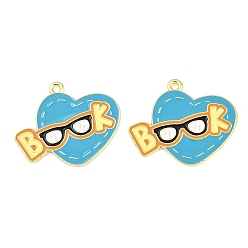 Разноцветный Подвески из эмали и сплава, сердце прелести, золотые, красочный, 25x29x1 мм, отверстие : 1.8 мм