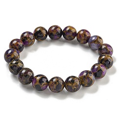 Фиолетовый Круглые синтетические золотые клинквантовые камни растягивающиеся брекеты, окрашенные брекеты для мужчин и женщин, фиолетовые, внутренний диаметр: 2-1/8 дюйм (5.5 см)