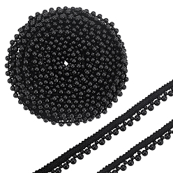 Черный 5ярдов полиэфирных лент, с бусинами из искусственного жемчуга из смолы, чёрные, 1/2 дюйм (12 мм), 5 ярдов / комплект