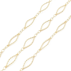 Real 18K Gold Plated Brass Horse Eye Link Chains, Unwelded, with Spool, Real 18K Gold Plated, 3.5x2.5x0.4mm, 18x6x1mm