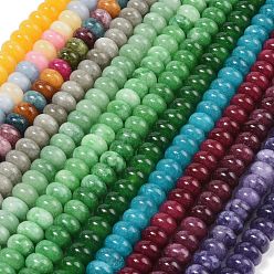 (52) Непрозрачная лаванда Окрашенные природные белый нефрит бисер пряди, рондель, разноцветные, 10x6 мм, отверстие : 1.2 мм, около 63 шт / нитка, 14.88'' (37.8 см)