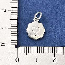 Heart Sterling Silver Charms, with Jump Ring, with S925 Stamp, Heart, 12.5x10x2mm, Hole: 3.5mm