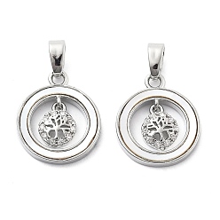 Платина Латунные микро проложить кубического циркония подвески, без кадмия, без никеля и без свинца, с оболочкой, кольцо с подвеской в виде снежинки, платина, 15.5x13x2 мм, отверстие : 5x2.5 мм