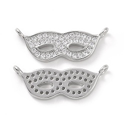 Платина Латунь с покрытием из латуни, микро-паве, прозрачные подвески из кубического циркония, долговечный, без кадмия и без свинца, маскировать ссылки, платина, 8x21x3 мм, отверстие : 1.5 мм