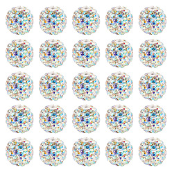 Хрусталь AB 30 бусины для дискотечного шара из паве., ручной полимерной глины шариков Rhinestone, круглые, хрусталь AB, С. 13 (1.9~2 мм), 6 ряды страз, 10 мм, отверстие : 1.5 мм