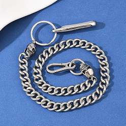 Античный Серебристый & Цвет Нержавеющей Стали 304 кубинские звенья из нержавеющей стали, цепочки для брюк с черепами и S-образными крючками, старинное серебро и цвет нержавеющей стали, 554 мм