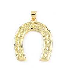 Настоящее золото 18K Латунные подвески, подковы прелести, реальный 18 k позолоченный, 29x24.5x2.5 мм, отверстие : 3x2.5 мм