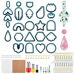 Dark Cyan DIY Earring Making Finding Kits, Including Polymer Clay Cutters, Ear Nuts, Metal Earring Hooks & Jump Rings, OPP Bags, Earring Display Card, Dark Cyan, Packaging: 15.3x10.5x4.1cm, 142pcs/set