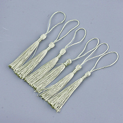 Светло-зеленый Полиэстер кисточка большие подвесные украшения, светло-зеленый, 80~90x6~7 мм