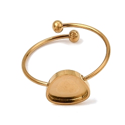 Real 18K Gold Plated Triangle 304 Stainless Steel Open Cuff Bangle Makings with Bezel Tray, Ion Plating(IP), Long-Lasting Plated, Real 18K Gold Plated, Inner Diameter: 0.75 inch(1.9cm), Tray: 7x9mm