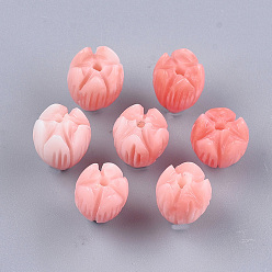 Легкий Лосось Синтетических коралловых бусин, окрашенные, Бутон цветка, светлый померанцевый, 11.5~13x9.5~11 мм, отверстие : 1~1.5 мм