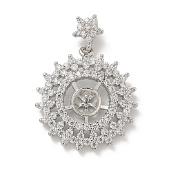 Платина Стойка металлическая латунная микропрофилированная кубическая циркония подвески, без кадмия и без свинца, долговечный, цветок, платина, 31x22x4 мм, отверстие : 3x1.5 мм, штифты : 0.7 мм