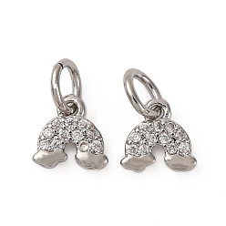 Платина Латунные микро проложить кубического циркония подвески, радужные прелести, с целью перехода в кольце, долговечный, без кадмия и без свинца, стойки покрытие, платина, 7x7x1.5 мм, отверстие : 3 мм