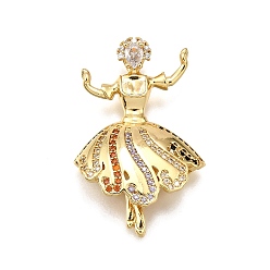 Настоящее золото 18K Стойка металлическая латунная микропрофилированная кубическая циркония подвески, танцор, без свинца и без кадмия, долговечный, реальный 18 k позолоченный, 32.5x21.5x6.5 мм, отверстие : 2.5x4.5 мм