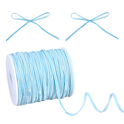 Бледно-бирюзовый 60м нейлоновые односторонние бархатные ленты, аксессуары для одежды, бледные бирюзовая, 1/8 дюйм (3 мм), около 65.62 ярдов (60 м) / комплект