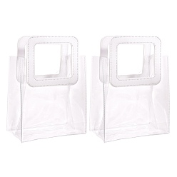 Weiß PVC Laser transparente Tasche, Tragetasche, mit pu ledergriffen, für Geschenk- oder Geschenkverpackungen, Rechteck, weiß, 25.5x18 cm, 2 Stück / Set