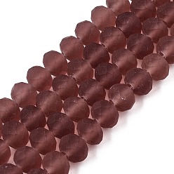 Кокосово-Коричневый Прозрачные стеклянные бусины, граненые, матовые, рондель, кокосового коричневый, 8 мм, отверстие : 1 мм, около 60~62 шт / нитка, 39~40 см