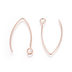 Rose Gold Ion Plating(IP) 304 Stainless Steel Earring Hooks, with Horizontal Loop, Rose Gold, 26x15.5mm, Hole: 2.5mm, 20 Gauge, Pin: 0.8mm